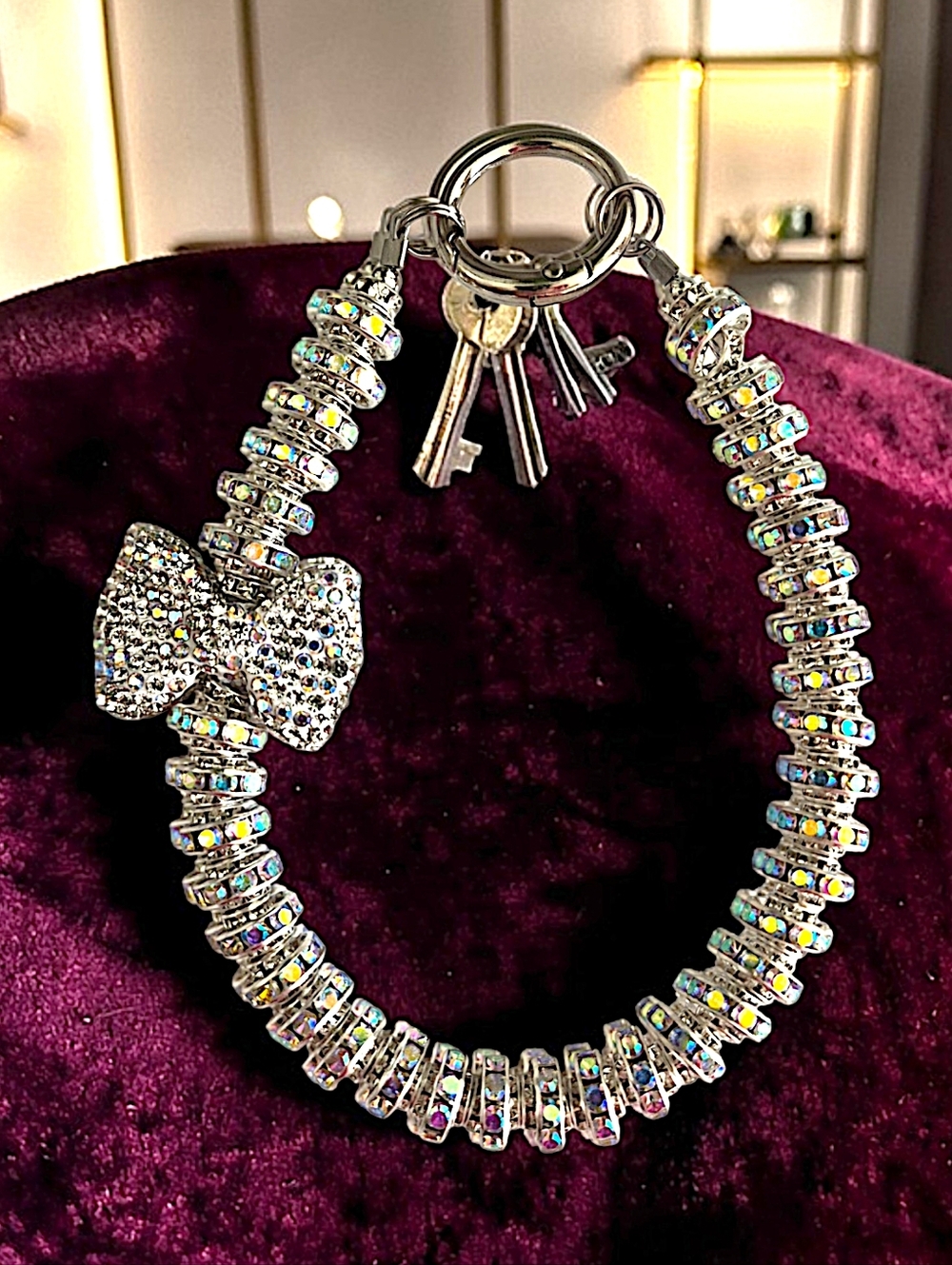 Stunning Iridescent Wristlet Bag Charm / Keychain